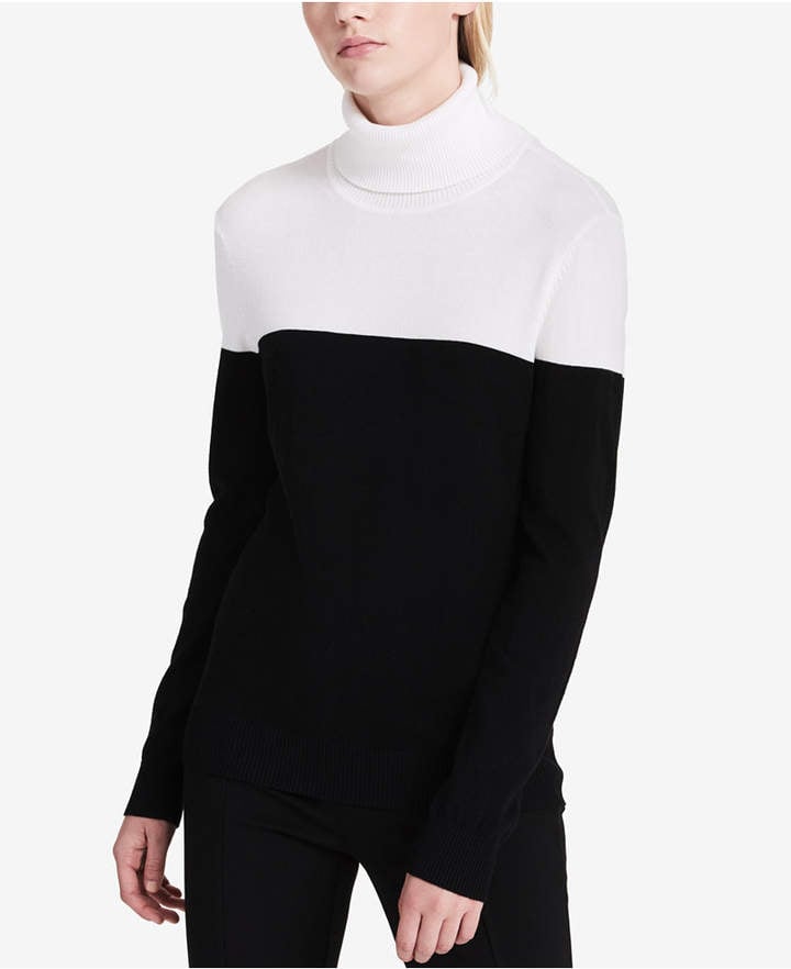 Calvin Klein Colorblocked Turtleneck Sweater | Victoria Beckham Landed in  Town With a Handful of Outfit Ideas Using Just 1 Sweater | POPSUGAR Fashion  Photo 14