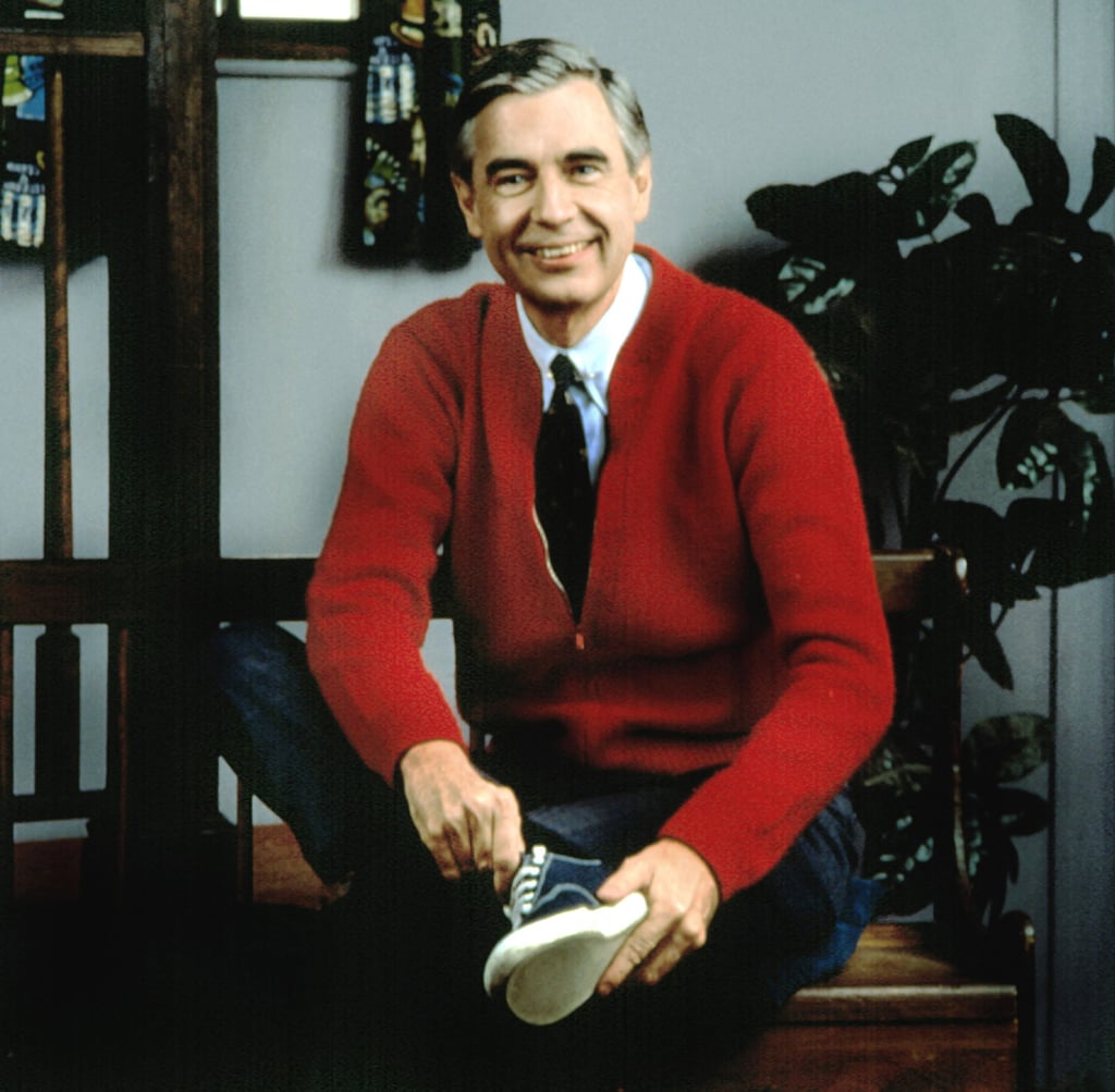 To dress as Mister Rogers, you'll need a button-down shirt, a patterned tie, sneakers, and — of course — a classic red cardigan.