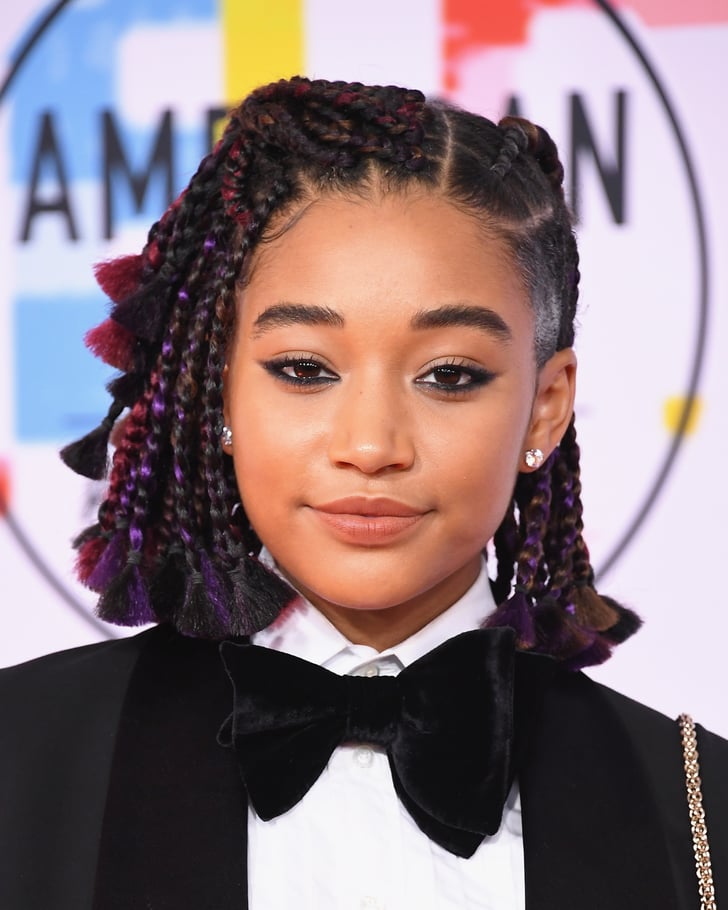 Amandla Stenberg With Red And Purple Braids Amandla Stenbergs Best Hair Looks Popsugar 