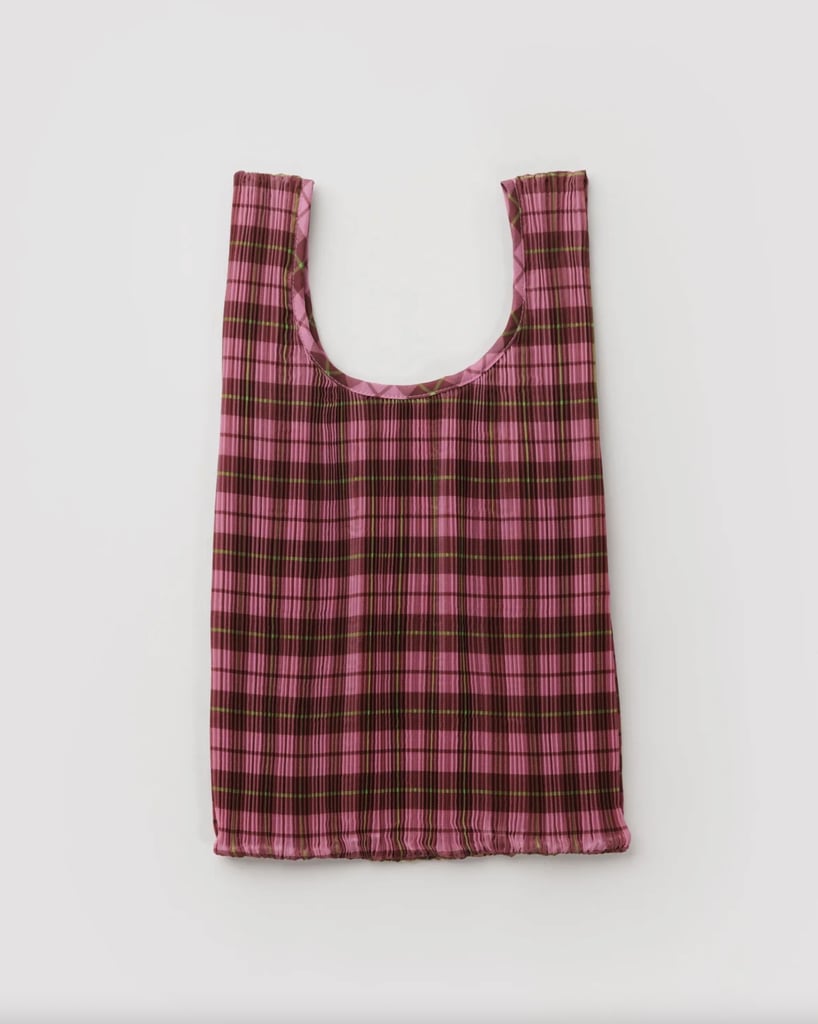 Pleated Baggu in Azalea Pink Tartan ($32)
Baggu is always going to be a ride-or-die brand for me. The bags are washable, reliable, and playful, and this pattern and pleated texture is bringing me the fall plaid energy that I am currently seeking right now.