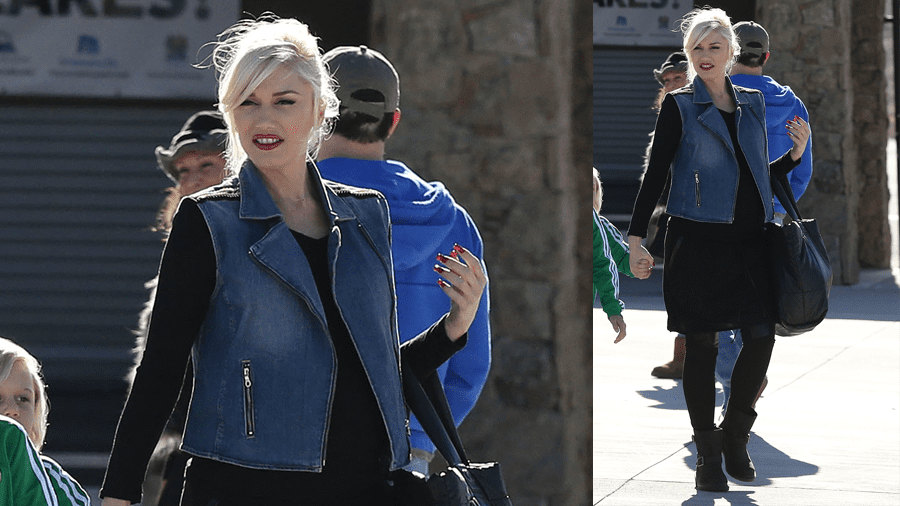 Gwen Stefani S Denim Vest Outfit Video Popsugar Fashion