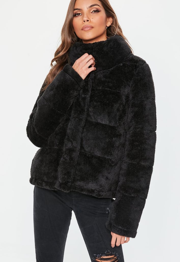 Missguided Black Faux Fur Puffer Jacket | Meghan Markle's Puffer Jacket