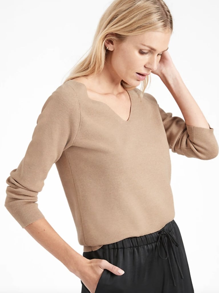 Wide V-Neck Sweater Top