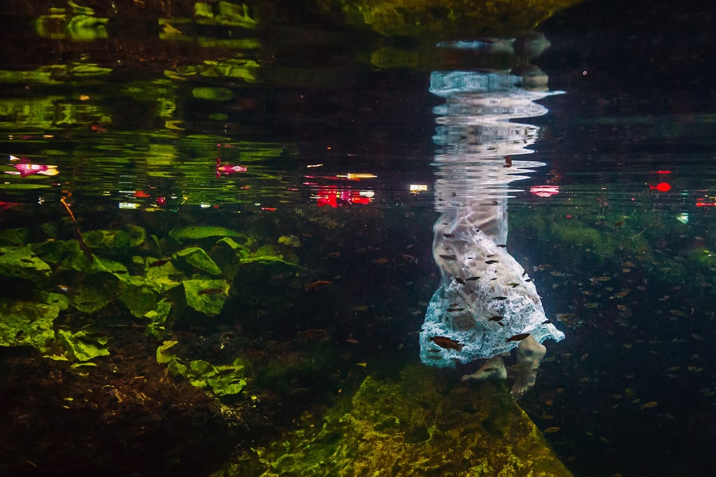 Underwater Trash-the-Wedding-Dress Shoot