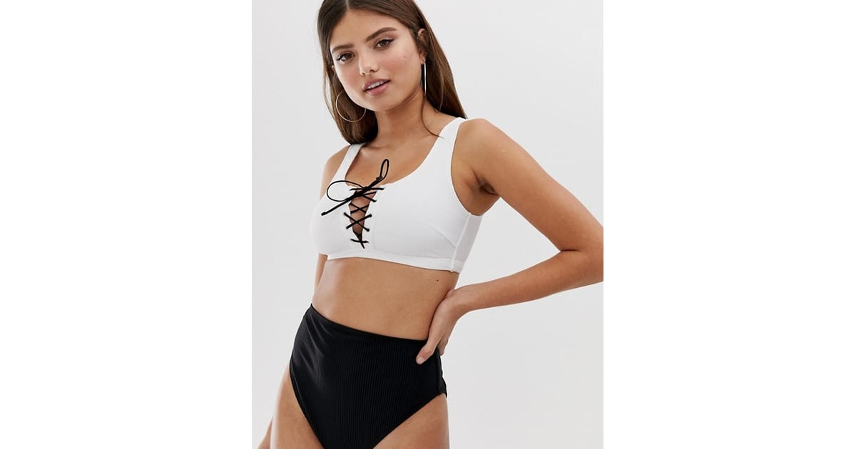 ASOS Fuller Bust Rib Lace Up Crop Top, 10 Bikinis That Are Seriously  Supportive, Because We've Got You Covered