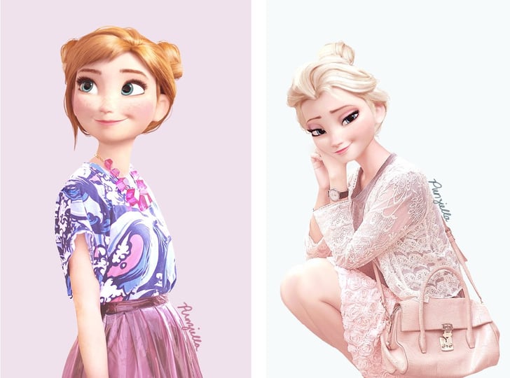 Anna And Elsa As Fashionistas Frozen Fan Art Popsugar Love Sex
