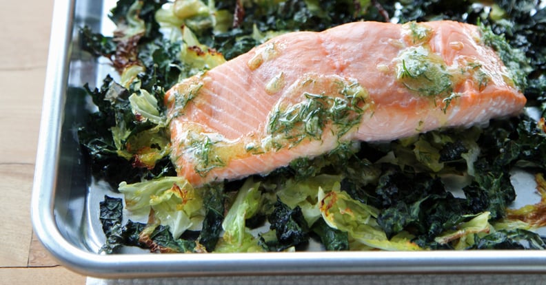 Easy Dinner Recipes: 1-Pan Salmon With Crispy Cabbage and Kale