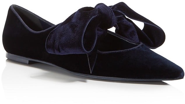 Tory Burch Clara Velvet Pointed Toe Tie Flats | Olivia Palermo Has the Best  Idea For Fancy Holiday Flats | POPSUGAR Fashion Photo 16