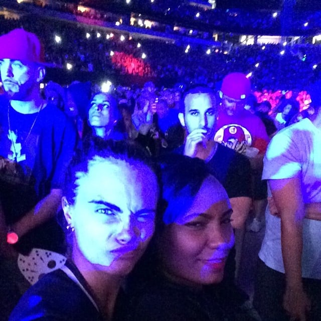 Cara Delevingne made a face during the Monster tour. 
Source: Instagram user caradelevingne