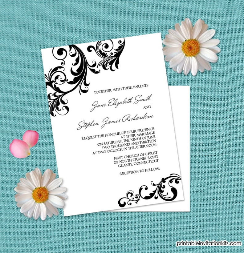 Swirls Border Wedding Invitation