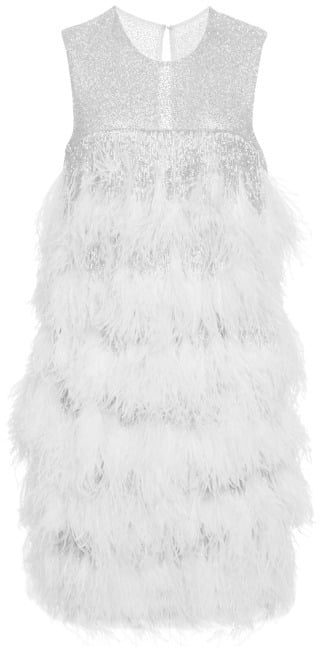 Naeem Khan Ostrich-Feather Dress