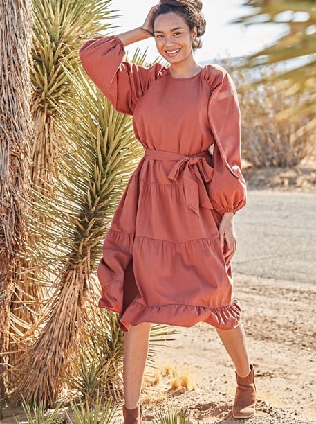 The Get Women's Tiered Dress with Long Sleeves