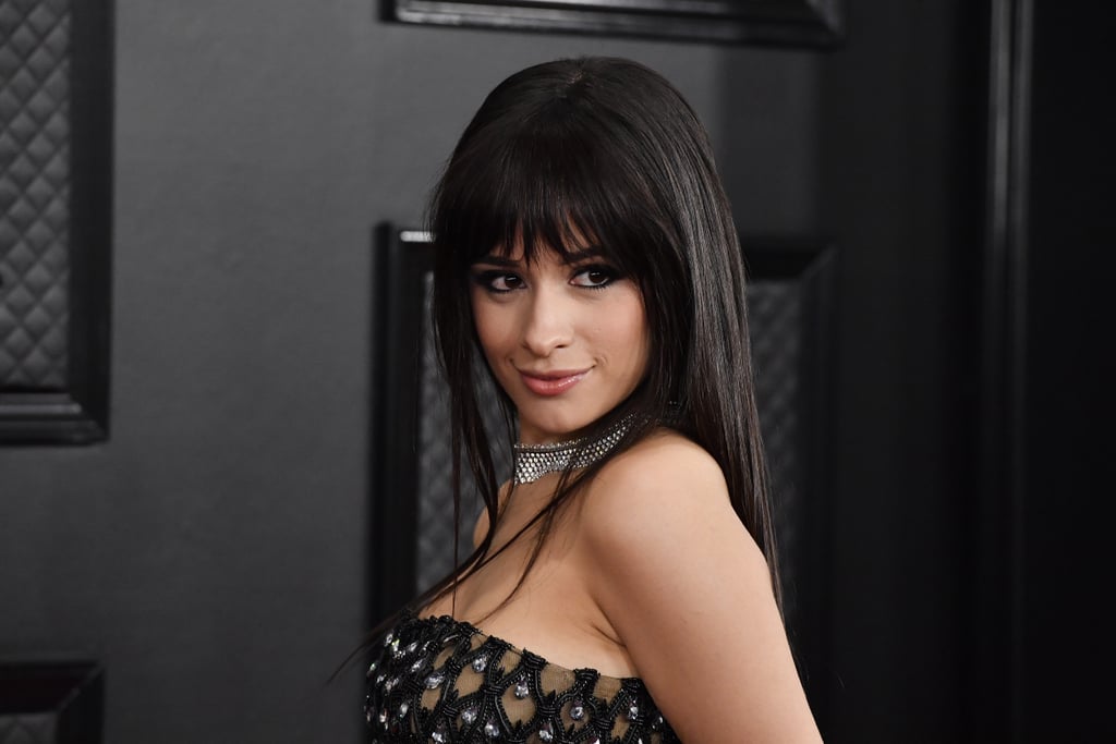 Camila Cabello Black High-Low Versace Dress at Grammys 2020