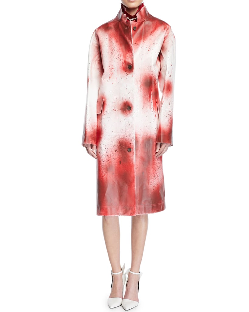 Calvin Klein Splash-Paint Oversized Leather Coat