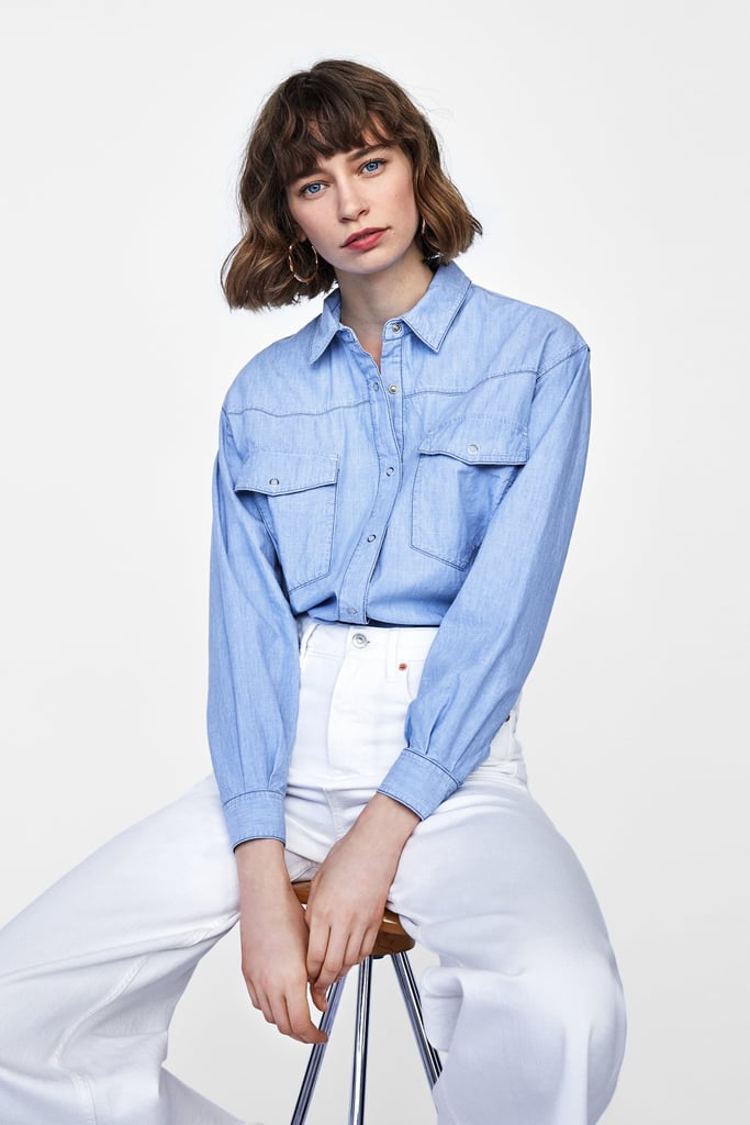 Zara Two-Toned Topstitch Overshirt