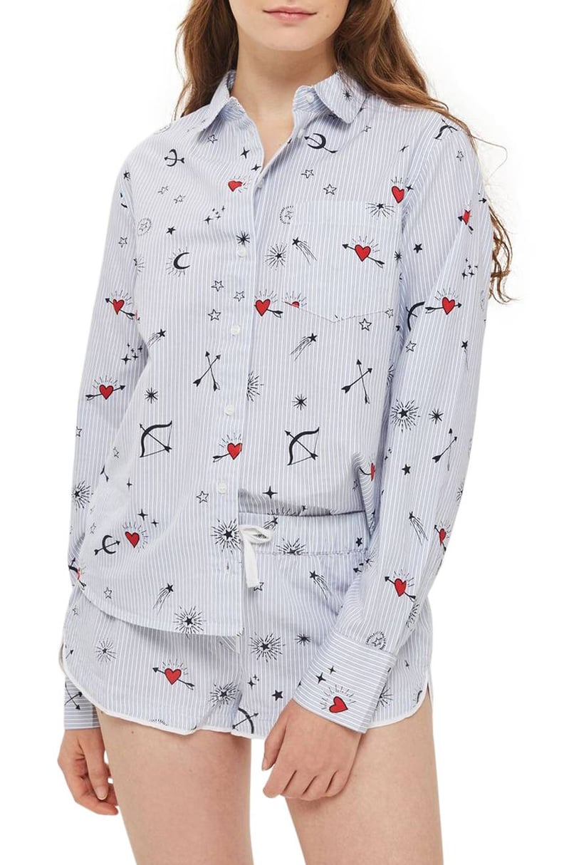 Topshop Heart Print Pajama Shirt