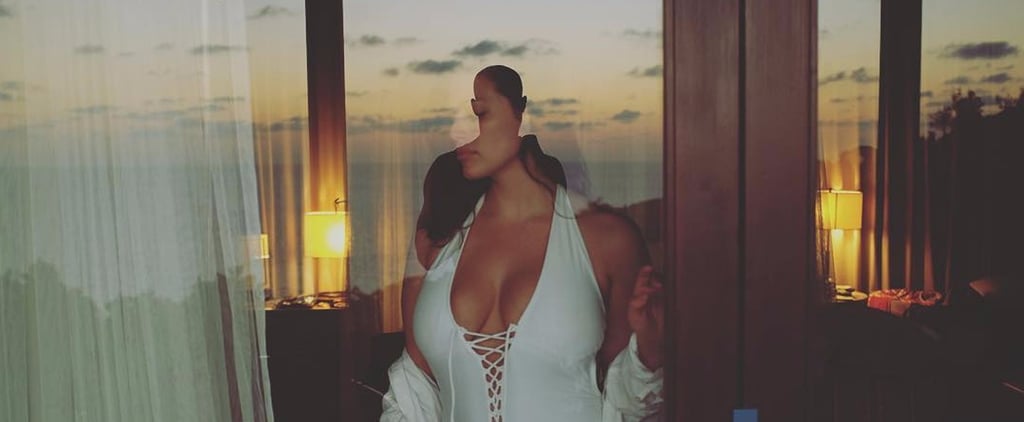Ashley Graham Swimsuits For All White Lace-Up Swimsuit 2017