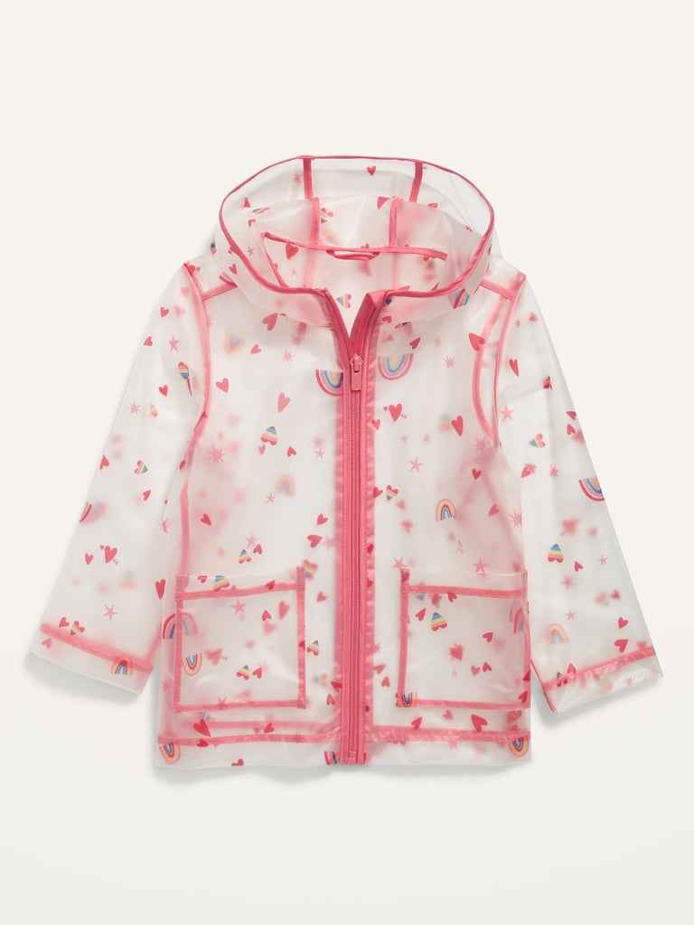 Old Navy Translucent Valentine-Print Hooded Rain Jacket For Toddler Girls