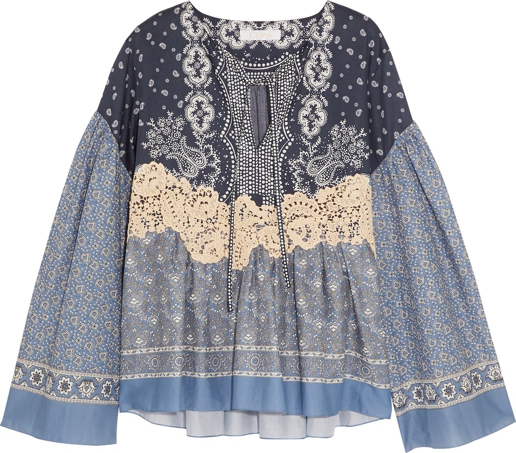 Chloé x Net-A-Porter Lace-appliquéd Printed Cotton-voile Blouse ($1,295)
