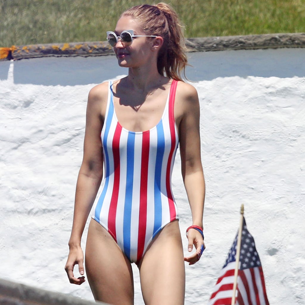 Gigi Hadid's Solid & Striped Swimsuit | July 4, 2016