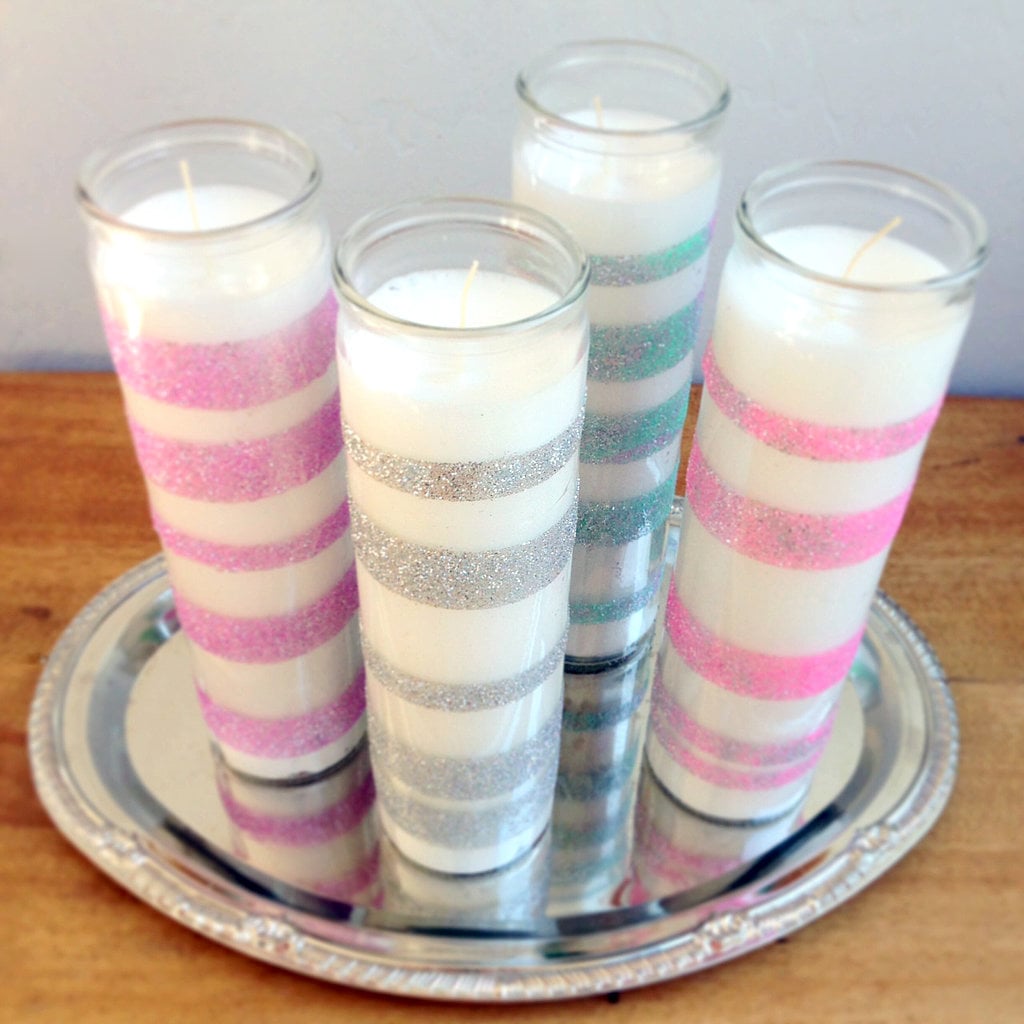 DollarStore Glitter Candles Glitter DIYS POPSUGAR Smart Living