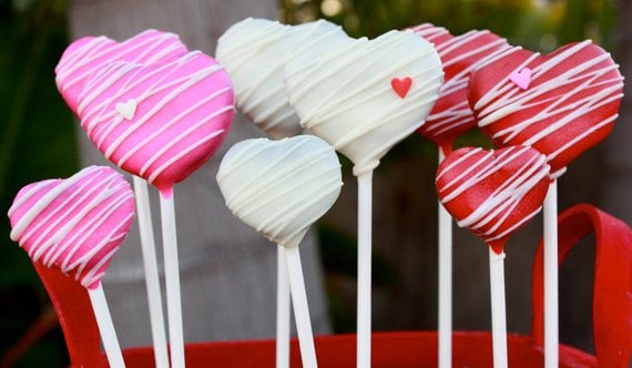 Pink and White Heart Cake Pops