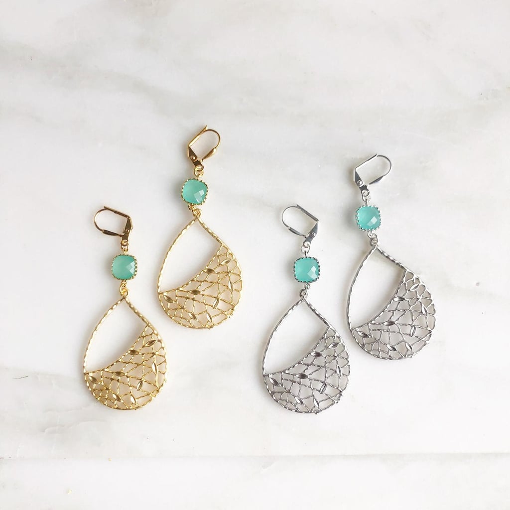 Turquoise Chandelier Earrings (Silver and Gold)