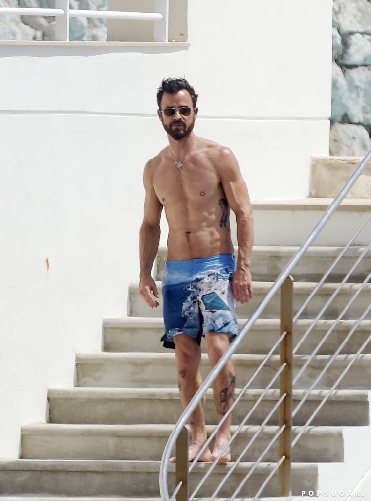 Justin Theroux and Laura Harrier Swimming in France May 2018