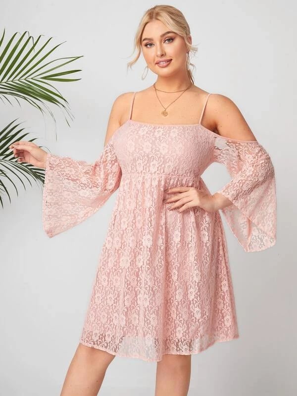 Shein Plus Lace Cold Shoulder Dress