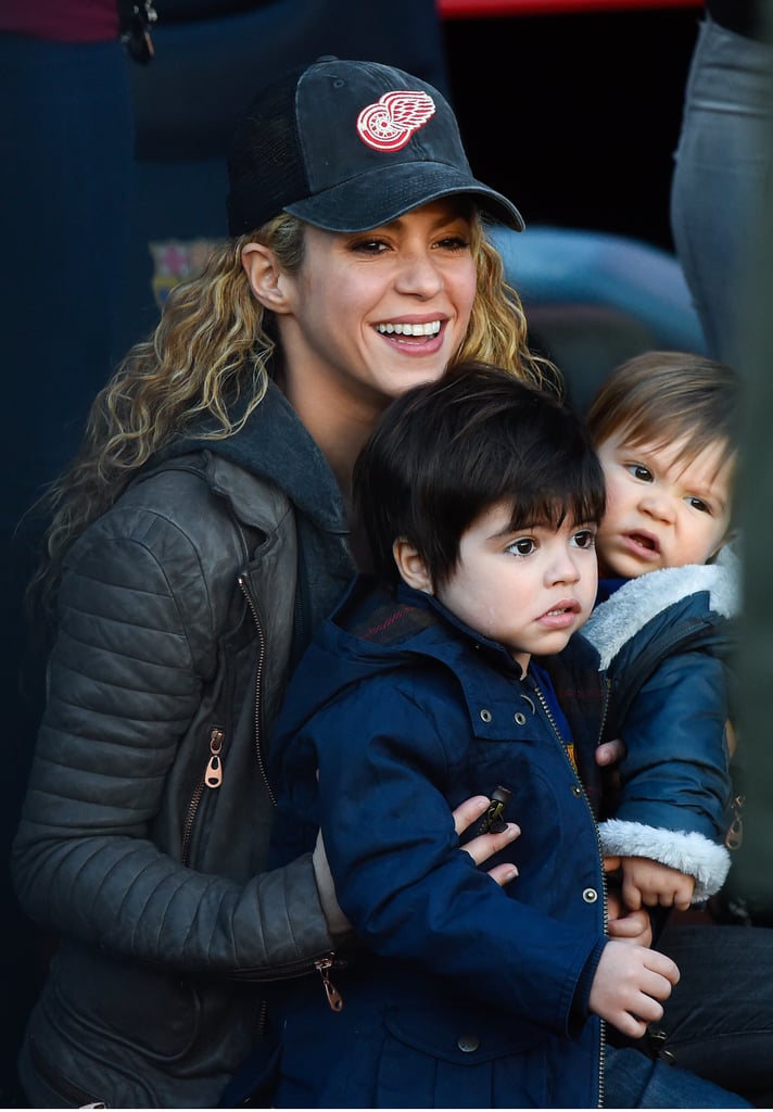 Shakira Cheers On Gerard Pique With Milan and Sasha