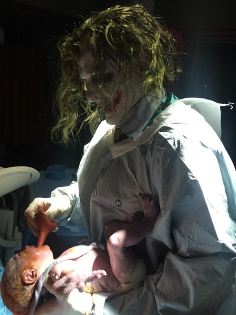 Doctor Delivers Baby Dressed as The Joker