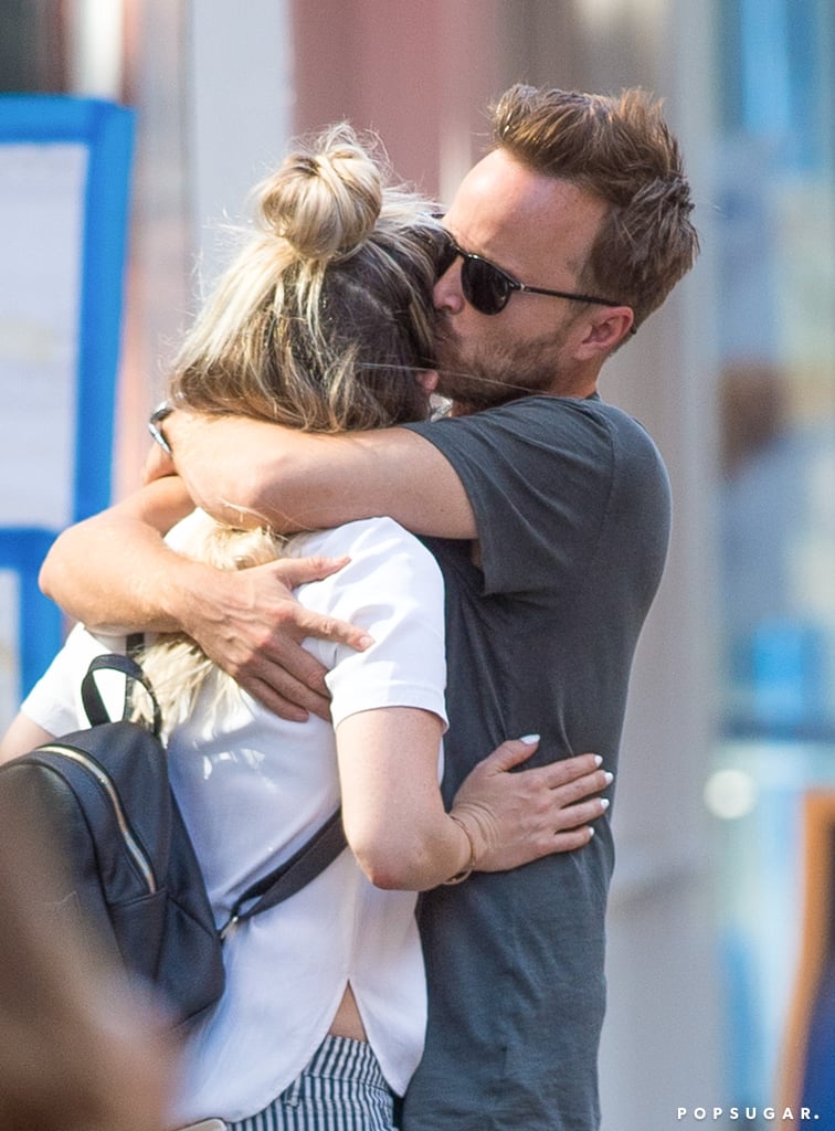 Aaron Paul and Lauren Parsekian Kissing in NYC August 2016