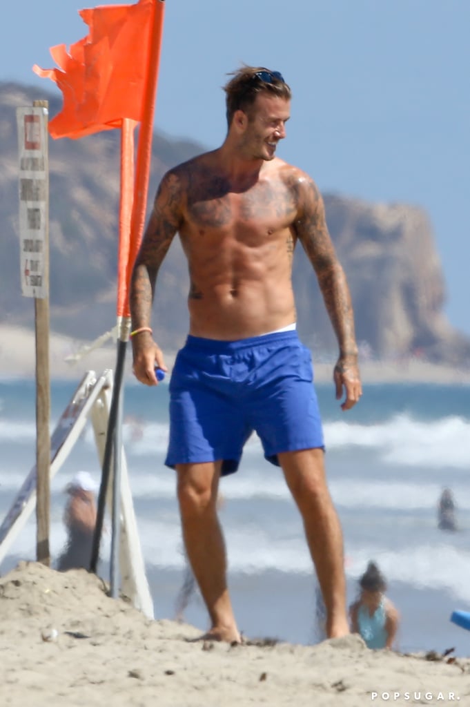 David Beckham Shirtless at the Beach