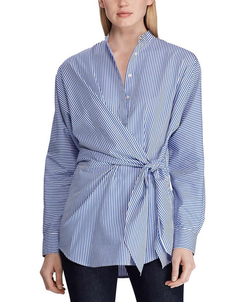 Lauren Ralph Lauren Stripe-Print Tie-Waist Cotton Shirt | Bestselling ...