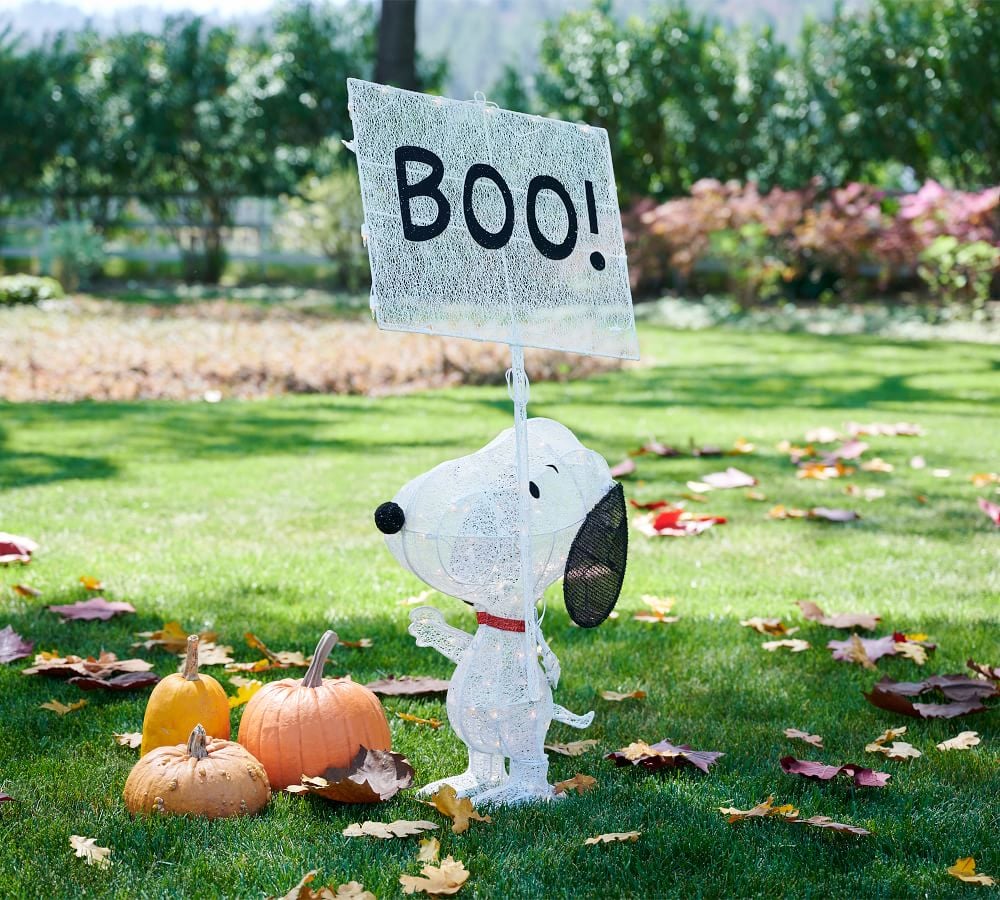 For a Cute Statement: Peanuts Lit Snoopy With Boo Sign