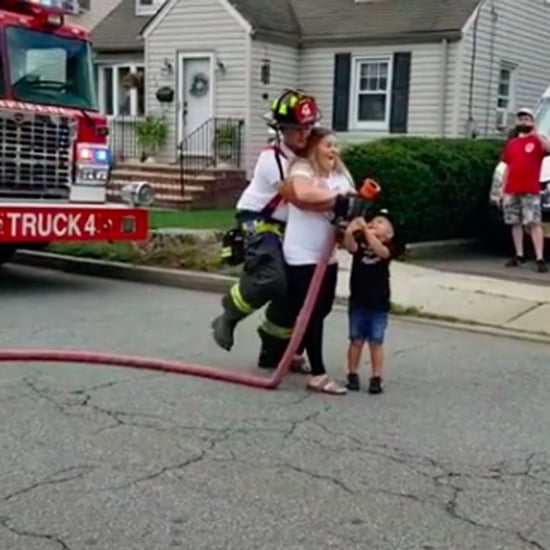 Firefighter's Fire Truck Hose Gender Reveal