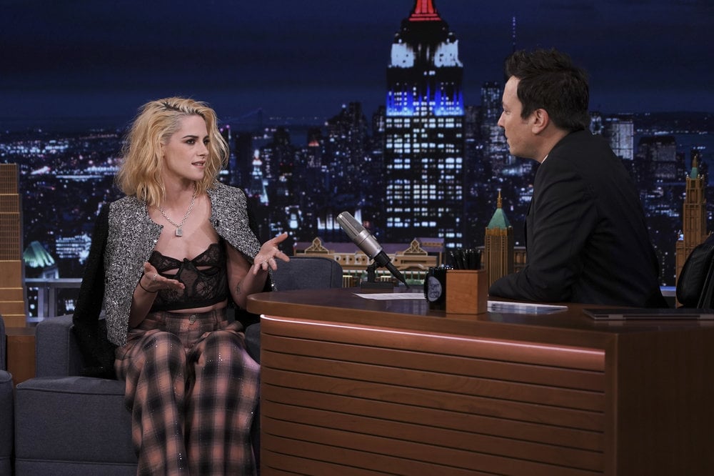 Kristen Stewart Wears Chanel Over Lingerie on Jimmy Fallon