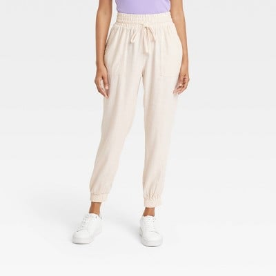 A New Day Women's High-Rise Regular Fit Ankle Linen Jogger Pants