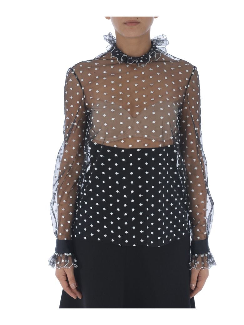 Priyanka's Sheer Polka-Dot Blouse