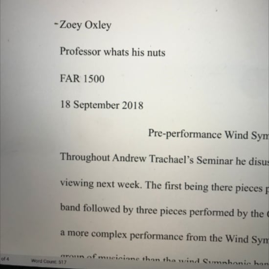 Girl Writes Professor's Name Wrong on Essay