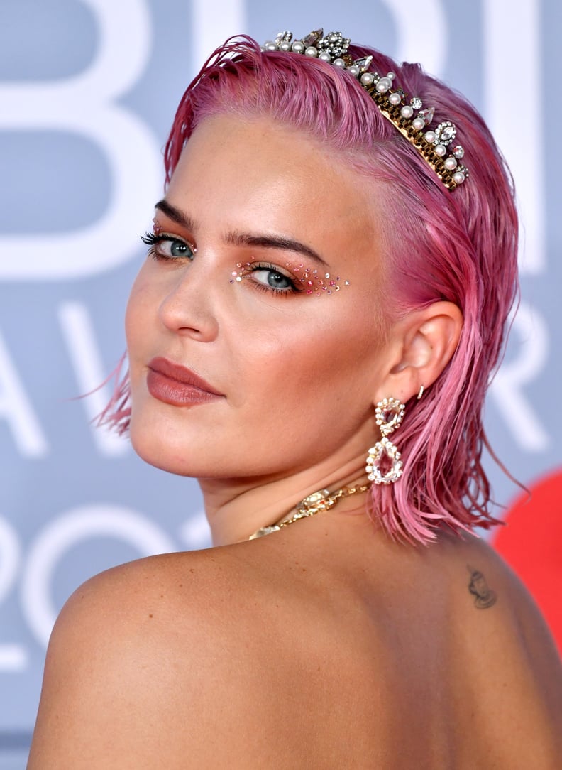 Anne-Marie's Multicolored Crystal Cat Eyes at the 2020 BRIT Awards