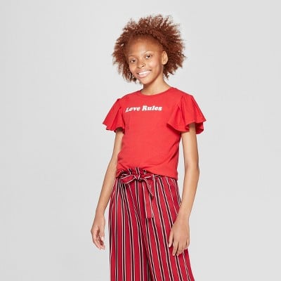 Girls' Short Sleeve Ruffle T-Shirt