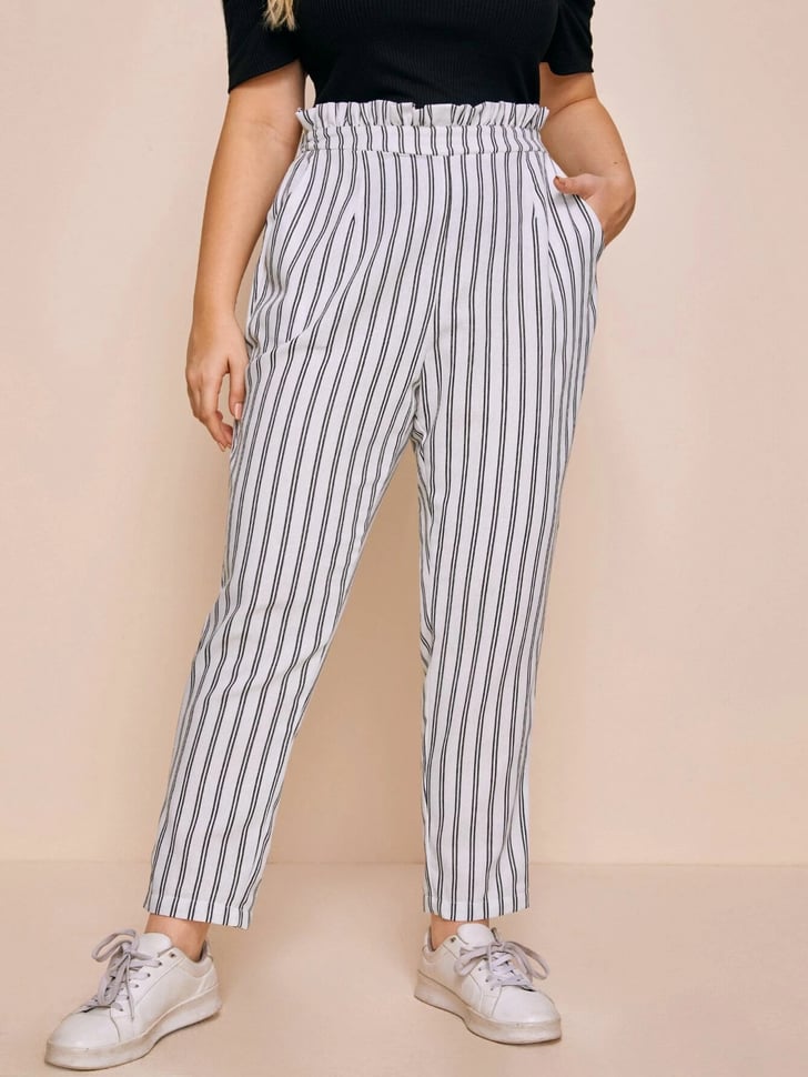 striped paperbag pants