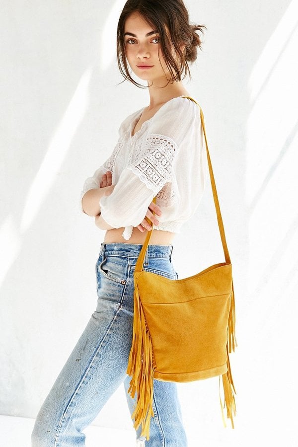 Ecote Suede Fringe Bucket Bag ($89)