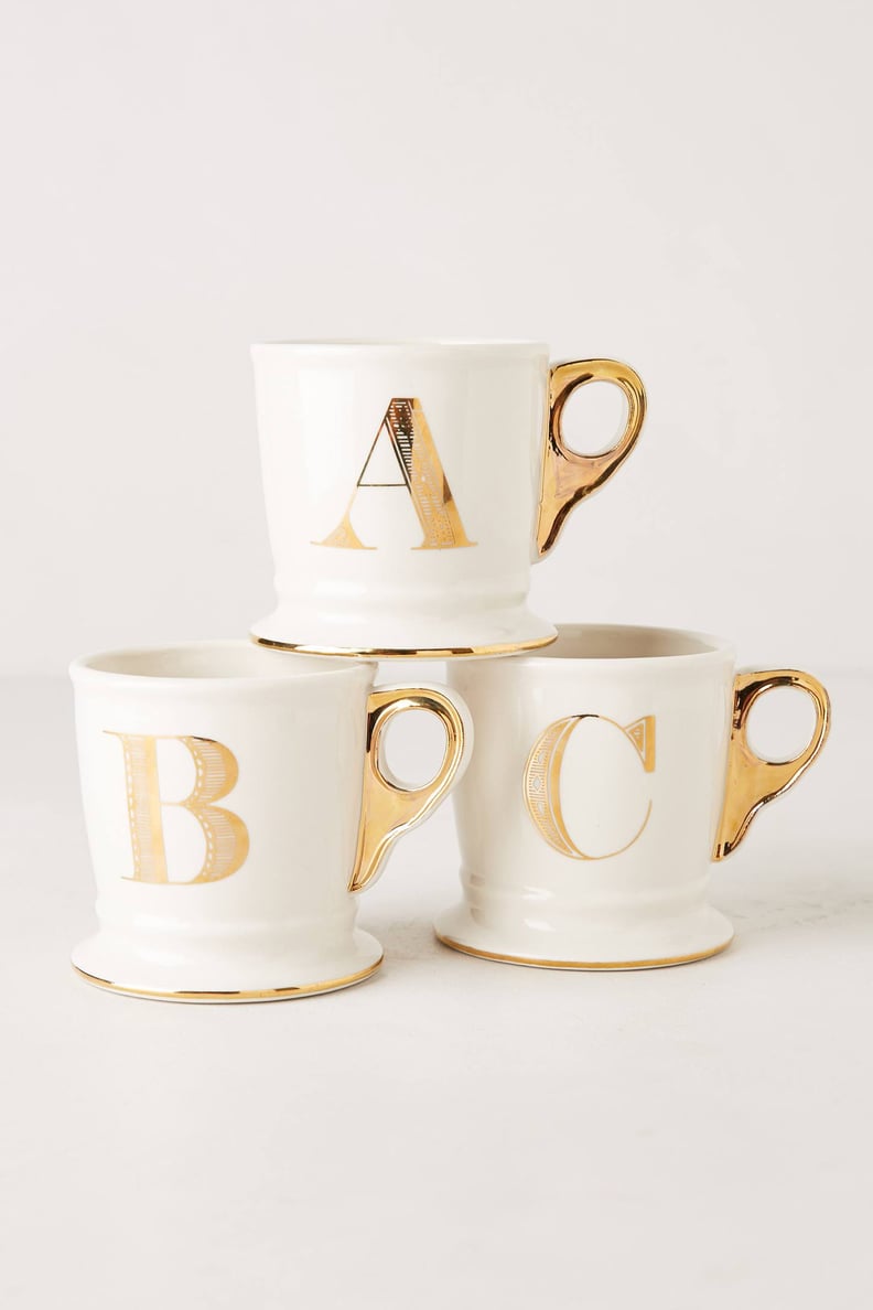 Anthropologie Limited Edition Golden Monogram Mug