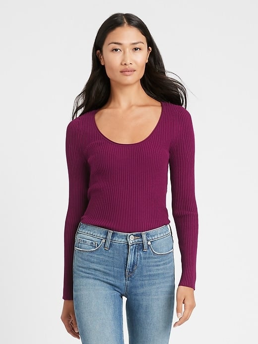 Banana Republic Fitted Scoop-Neck Sweater Top