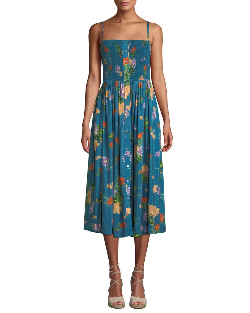 Verandah Smocked Floral-Print Midi Dress