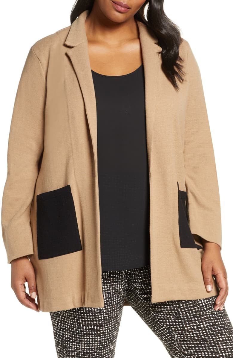 NIC+ZOE Contrast Pocket Knit Blazer