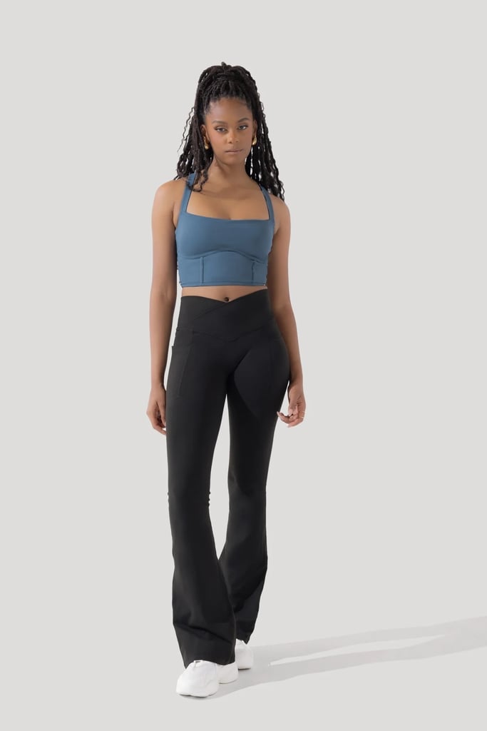 Popflex Crisscross Hourglass Flared Leggings in Black