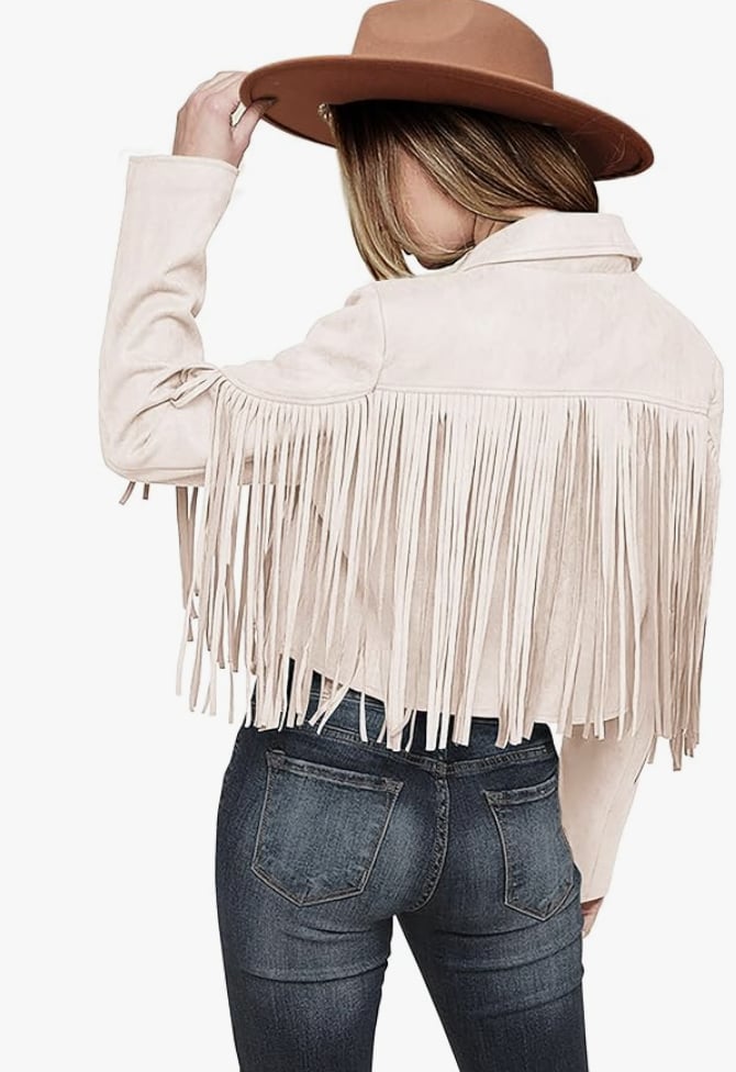 Pretty Garden Fringe Suede Leather Jacket